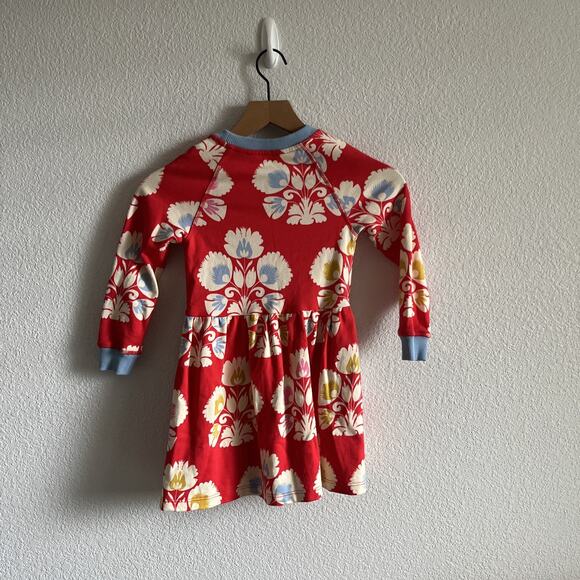 Mini Boden Girls Sweatshirt Dress Red Folk Floral Print Size 5-6 NWOT - Picture 3 of 3